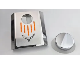 American Car Craft Master Cylinder Cover Automatic Polished Stainless Orange Carbon Fiber Chevrolet Corvette C7 2014-2019