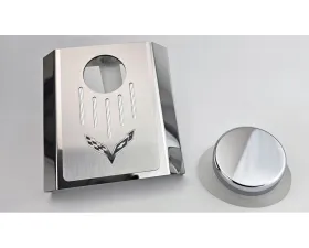 American Car Craft Master Cylinder Cover Automatic Polished Stainless White Carbon Fiber Chevrolet Corvette C7 2014-2019