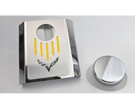 American Car Craft Master Cylinder Cover Automatic Polished Stainless - Yellow Carbon Fiber Chevrolet Corvette C7 2014-2019