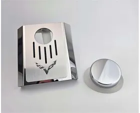 American Car Craft Master Cylinder Cover Automatic Polished Stainless - Black Carbon Fiber Chevrolet Corvette C7 2014-2019