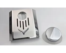 American Car Craft Master Cylinder Cover Manual Polished Stainless - Black Solid Chevrolet Corvette C7 2014-2019