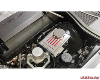 American Car Craft Master Cylinder Cover Automatic Polished Stainless - Red Carbon Fiber Chevrolet Corvette C7 2014-2019 - ACC-053125-RD