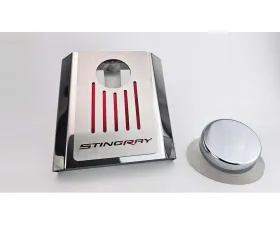 American Car Craft Master Cylinder Cover Automatic Polished Stainless - Bright Red Solid Chevrolet Corvette C7 2014-2019