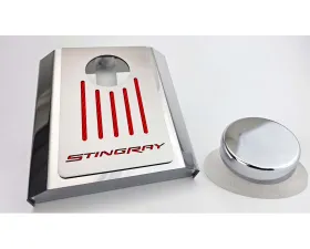 American Car Craft Master Cylinder Cover Automatic Polished Stainless - Red Carbon Fiber Chevrolet Corvette C7 2014-2019