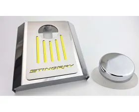 American Car Craft Master Cylinder Cover Automatic Polished Stainless - Yellow Solid Chevrolet Corvette C7 2014-2019