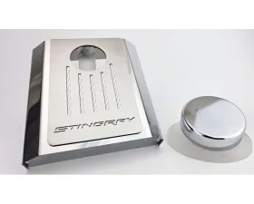 American Car Craft Master Cylinder Cover Automatic Polished Stainless - White Carbon Fiber Chevrolet Corvette C7 2014-2019