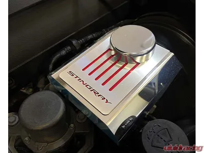 American Car Craft Master Cylinder Cover Automatic Polished Stainless - Bright Red Solid Chevrolet Corvette C7 2014-2019 - ACC-053125-BSRD