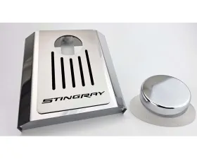American Car Craft Master Cylinder Cover Automatic Polished Stainless - Black Solid Chevrolet Corvette C7 2014-2019