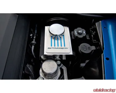 American Car Craft Master Cylinder Cover Manual Polished Stainless Blue Carbon Fiber Chevrolet Corvettes C7 2014-2019 - ACC-053126-BLU