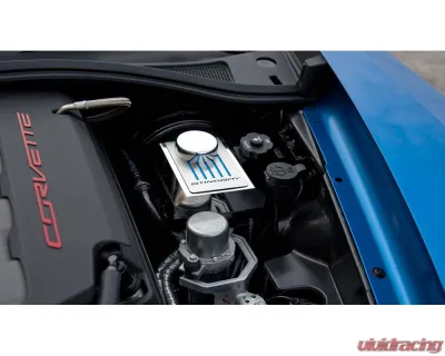 American Car Craft Master Cylinder Cover Manual Polished Stainless Blue Carbon Fiber Chevrolet Corvettes C7 2014-2019 - ACC-053126-BLU