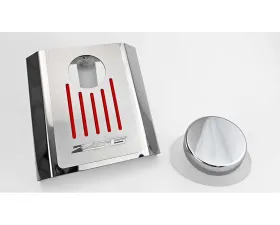 American Car Craft Master Cylinder Cover Manual Polished Stainless - Red Carbon Fiber Chevrolet Corvette C7 Z06 2014-2019