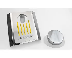 American Car Craft Master Cylinder Cover Manual Polished Stainless - Yellow Carbon Fiber Chevrolet Corvette C7 Z06 2014-2019