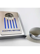 American Car Craft Master Cylinder Cover Automatic Polished Stainless - Blue Carbon Fiber Chevrolet Corvette C7 2014-2019                                     - ACC-053135-BLU - Image 3