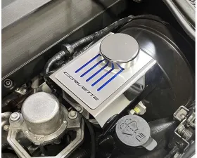 American Car Craft Master Cylinder Cover Automatic Polished Stainless - Blue Carbon Fiber Chevrolet Corvette C7 2014-2019