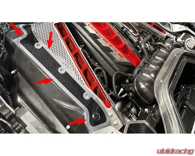 American Car Craft Engine Frame Rail Covers with Brushed Trim Carbon Fiber Chevrolet Corvette C8 2020-2024 - ACC-883206