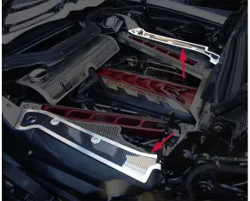 American Car Craft Engine Frame Rail Covers with Brushed Trim Carbon Fiber Chevrolet Corvette C8 2020-2024