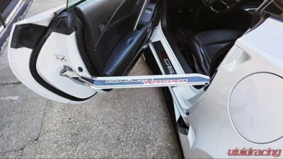 American Car Craft Stainless Door Prop w/ "Corvette Racing" Real Carbon Fiber Insert - Driver Side Chevrolet Corvette C7 2014-2019 - ACC-051035
