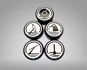 American Car Craft Executive Series Fluid Cap Covers - Black with Brushed Tops