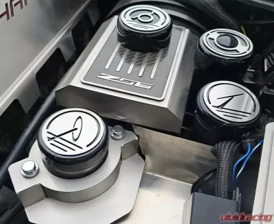 American Car Craft Executive Series Fluid Cap Covers - Black with Brushed Tops - ACC-053156