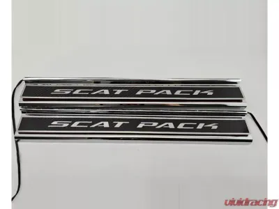 American Car Craft Carbon Fiber Polished Front Door Sills w/ "SCATPACK" Brushed Lettering w/ Logo 2pc Dodge Charger 2015-2024 - ACC-331101