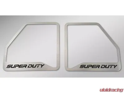 American Car Craft Black Carbon Fiber Brushed Front Inner Door Speaker Trim "SUPER DUTY" Etched Logo 2pc Ford F250 2017-2022 - ACC-791013-BLK