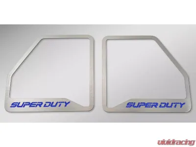 American Car Craft Blue Carbon Fiber Brushed Front Inner Door Speaker Trim "SUPER DUTY" Etched Logo 2pc Ford F250 2017-2022 - ACC-791013-BLU