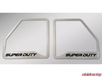 American Car Craft Black Solid Brushed Front Inner Door Speaker Trim "SUPER DUTY" Etched Logo 2pc Ford F250 2017-2022 - ACC-791013-SBLK