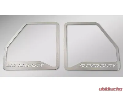 American Car Craft White Carbon Fiber Brushed Front Inner Door Speaker Trim "SUPER DUTY" Etched Logo 2pc Ford F250 2017-2022 - ACC-791013-WHT