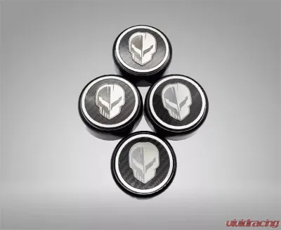 American Car Craft Black Cap Set with Real Carbon Fiber Insert & Jake Skull Logo - ACC-883066