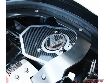 American Car Craft Carbon Fiber Shock Tower Covers w/ Brushed Trim & Insert Flag Chevrolet Corvette C8 2021-2025 - ACC-883212