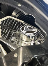 American Car Craft Brushed Shock Tower Covers w/ Perforated Insert Flag & Real Carbon Fiber Chevrolet Corvette C8 2021-2025                                     - ACC-883213 - Image 2