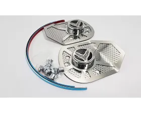 American Car Craft Brushed Shock Tower Covers w/ Perforated Insert Flag & Real Carbon Fiber Chevrolet Corvette C8 2021-2025