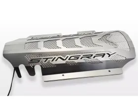 American Car Craft Brushed Stainless Replacement Engine Shroud w/ Black Carbon Fiber Perforated Insert 
