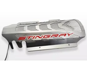American Car Craft Brushed Stainless Replacement Engine Shroud w/ Red Carbon Fiber Perforated Insert 