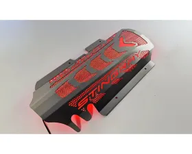 American Car Craft Brushed Stainless Replacement Engine Shroud w/ Red LED Perforated Insert 
