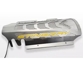 American Car Craft Brushed Stainless Replacement Engine Shroud w/ Yellow Carbon Fiber Perforated Insert 