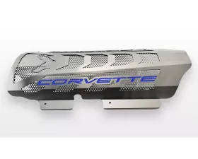 American Car Craft Brushed Stainless Replacement Engine Shroud w/ Blue Carbon Fiber Perforated Insert 