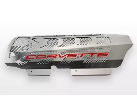 American Car Craft Brushed Stainless Replacement Engine Shroud w/ Red Carbon Fiber Perforated Insert 