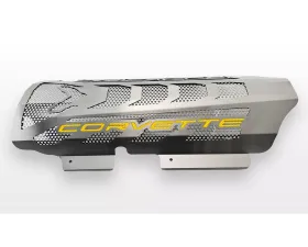 American Car Craft Brushed Stainless Replacement Engine Shroud w/ Yellow Carbon Fiber Perforated Insert 