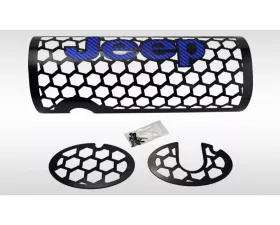 American Car Craft Muffler Cover Hexagon Black Powdercoat Finish Blue Jeep Wrangler Jk 2007-2018