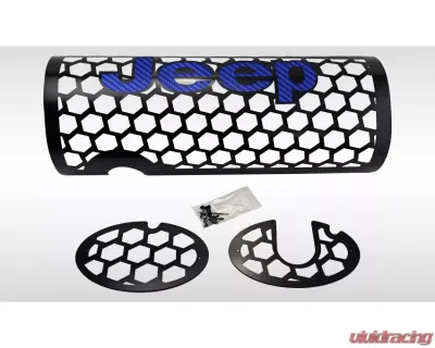 American Car Craft Muffler Cover Hexagon Black Powdercoat Finish Blue Jeep Wrangler Jk 2007-2018 - ACC-142142-BLU