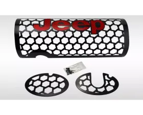 American Car Craft Muffler Cover Hexagon Black Powdercoat Finish Red Jeep Wrangler Jk 2007-2018