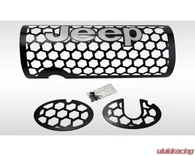 American Car Craft Muffler Cover Hexagon Black Powdercoat Finish White Jeep Wrangler Jk 2007-2018 - ACC-142142-WHT