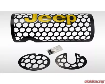 American Car Craft Muffler Cover Hexagon Black Powdercoat Finish Yellow Jeep Wrangler Jk 2007-2018 - ACC-142142-YLW