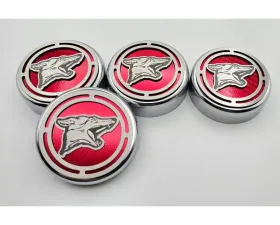 American Car Craft Fluid Cap Cover Set for Automatic Transmissions, Coyote Logo, Red, 4pc
