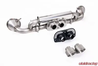 Milltek Rear Silencer Works PSE Valve Switch GT-100 Brushed Titanium Trims Porsche 992 GT3 2022+ - SSXPO174