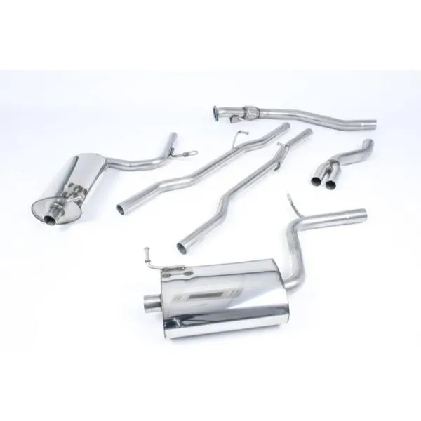 Milltek 2.50 inch Catback Exhaust System Non Resonated w/Dual 100mm Jet Tips Audi A4 B6 1.8T Quattro Cabriolet 2002-2004 - SSXAU306