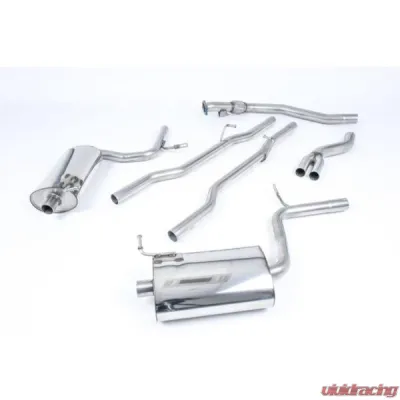 Milltek 2.50 inch Catback Exhaust System Non Resonated w/Dual 100mm Jet Tips Audi A4 B6 1.8T Quattro Cabriolet 2002-2004 - SSXAU306