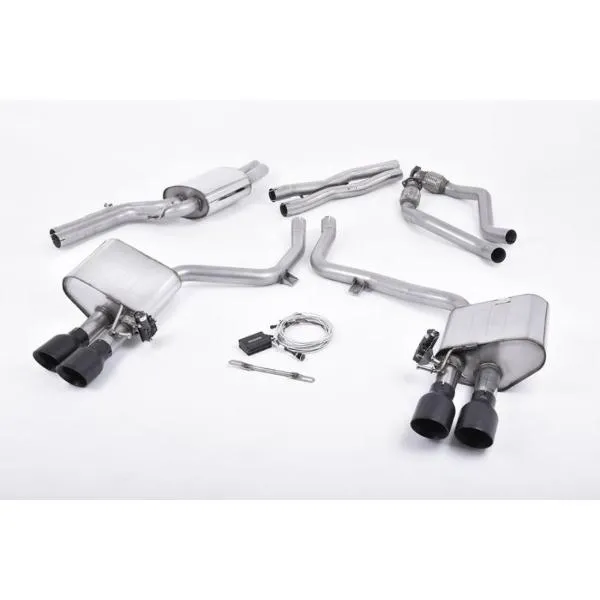 Milltek 2.37 inch Catback Exhaust System w/ValveSonic Electronic Valved System and Black Velvet Quad 100mm GT100 Tips Audi S4 B8.5 3.0 Supercharged V6 2013-2014 - SSXAU406