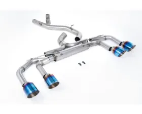 Milltek Particulate Filter-back 80mm / 3.15 inch System - Race Non Valved Loudest with Burnt / Blue Titanium GT-115 Trims Volkswagen Golf MK8 GTI 2021-2023